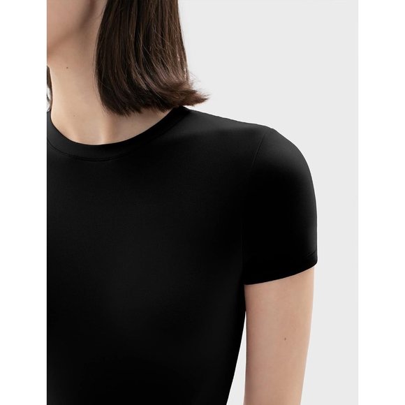 Women's Crew Neck Short Sleeve Bodysuit Fashion Tops With Some Special Tech - Picture 3 of 6